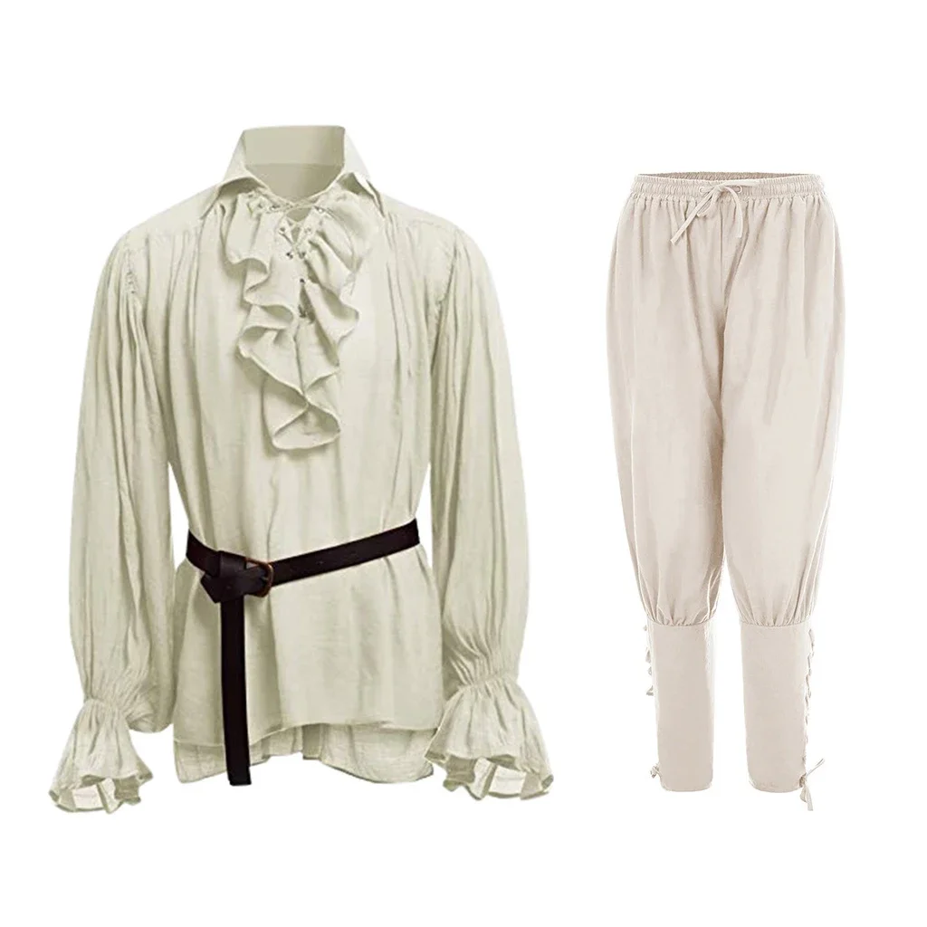 Medieval Gothic Lace Up Pirate Shirt - Camicie Medievali con Volant Gotico Steampunk