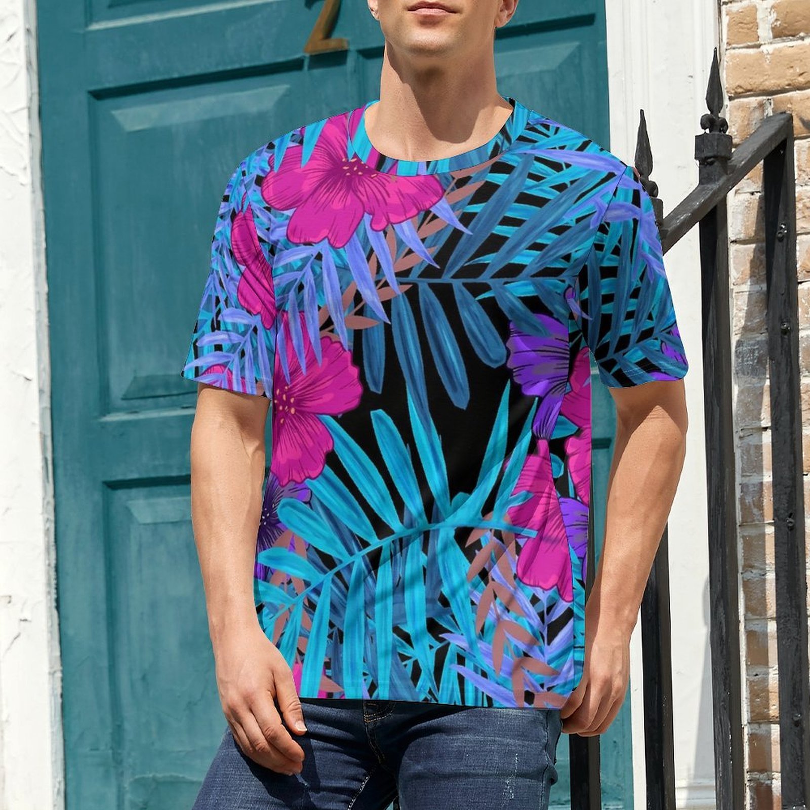 Vintage Hawaiian Floral Shirt - T-shirt oversize estiva con motivi tropicali