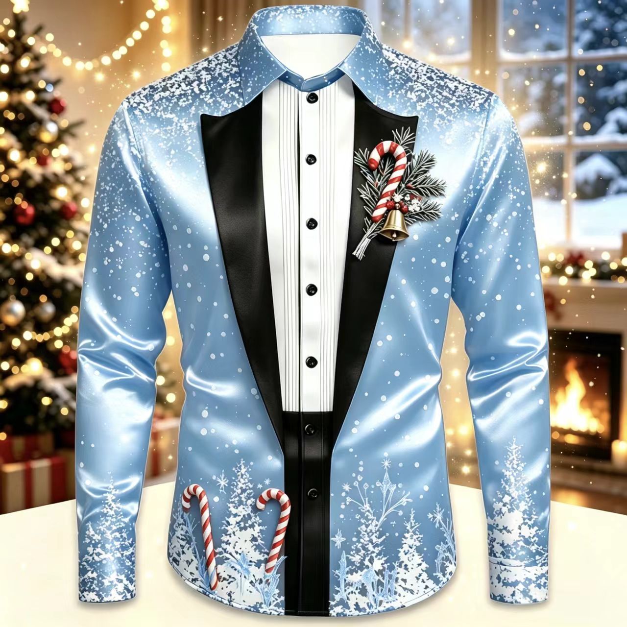 Men Christmas Satin Long Sleev - Mens Satin Silk Dress Shirt recensione e prezzo