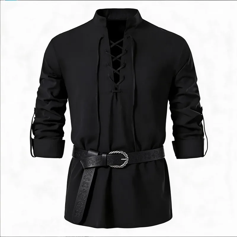 Camicia Medievale Vichinga da  - Medieval Gothic Lace Up Pirate Shirt recensione e prezzo