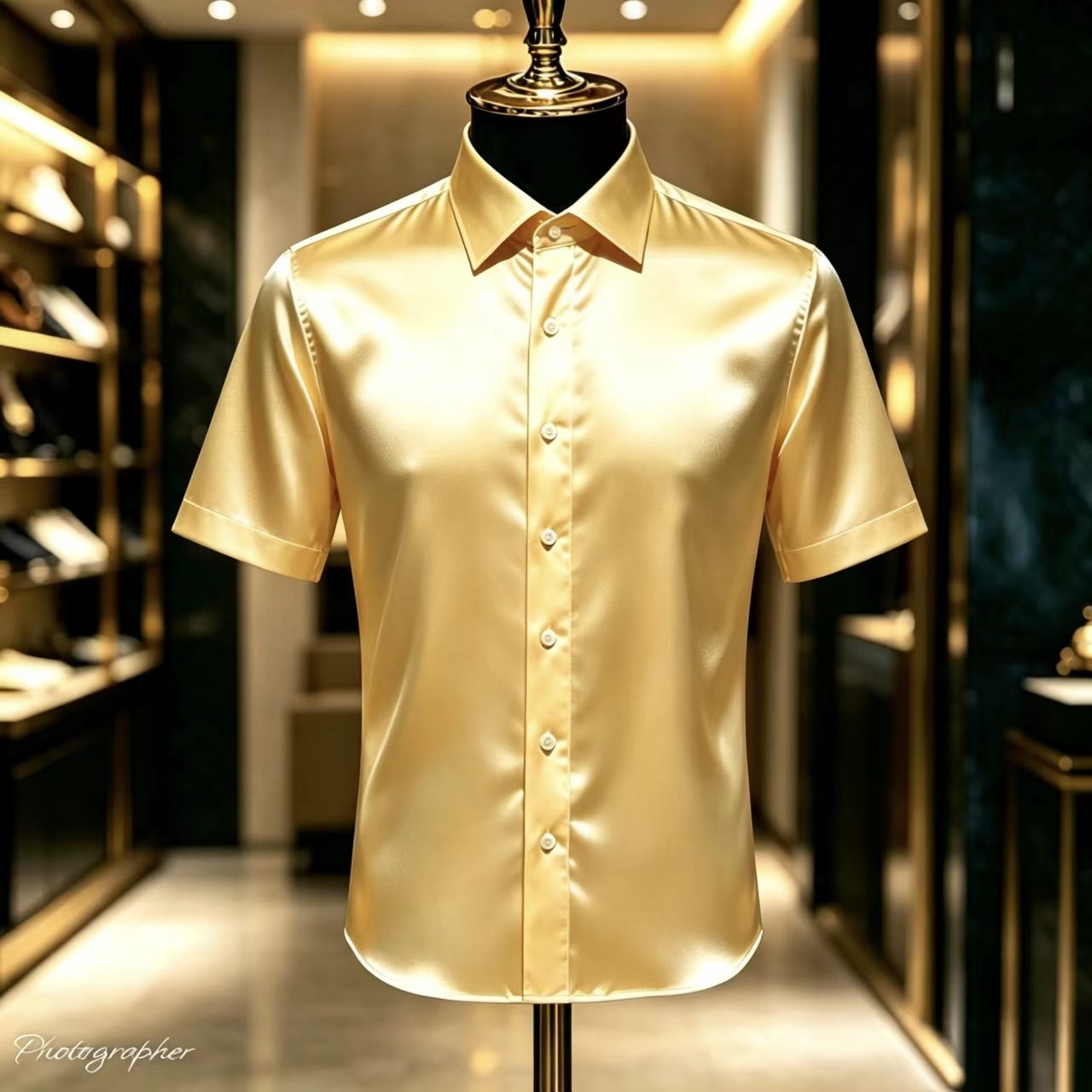 Men's Solid Color Satin Short- - Mens Satin Silk Dress Shirt recensione e prezzo